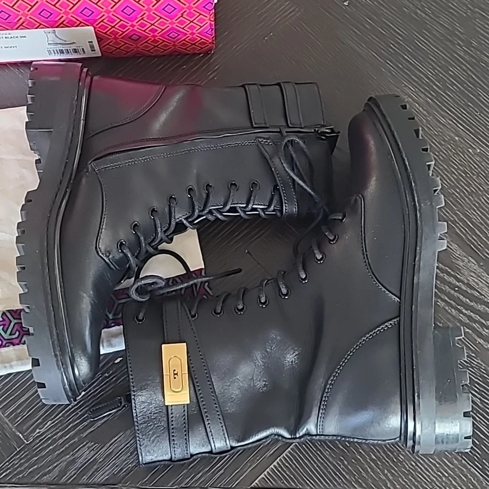 Tory Burch T Hardware Combat Boots